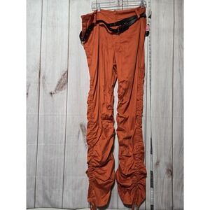 Caren Sport Pants Womens 20 Orange Ruched Harem Boho Belted Stretch Made USA